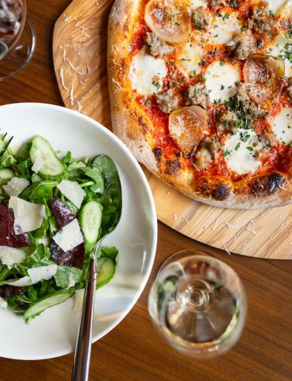 pizza and salad